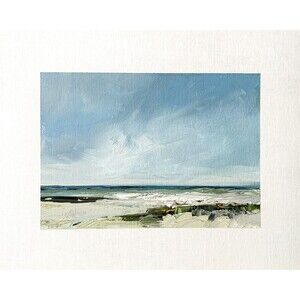 8x10 Original Oil Seascape Painting Clouds Beach Ocean Impressionist Art Signed